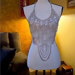 Free People (Sold Out online!!) Rhinestone Body Chain Top // OS